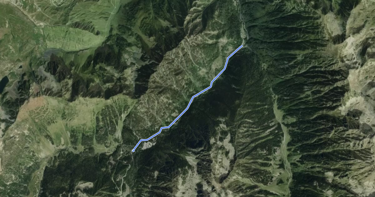 Маршрут Chemin des Cascades dans le Val de Jéret на спутниковом снимке