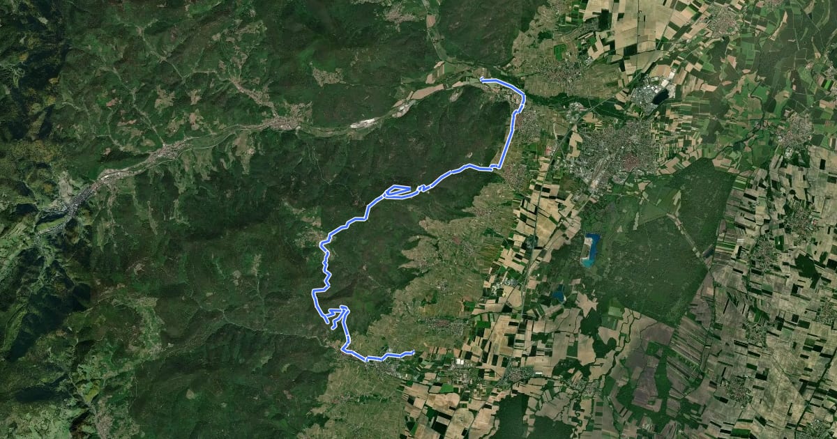 Маршрут Chemin des Châteaux forts d'Alsace équestre-section 10 на спутниковом снимке
