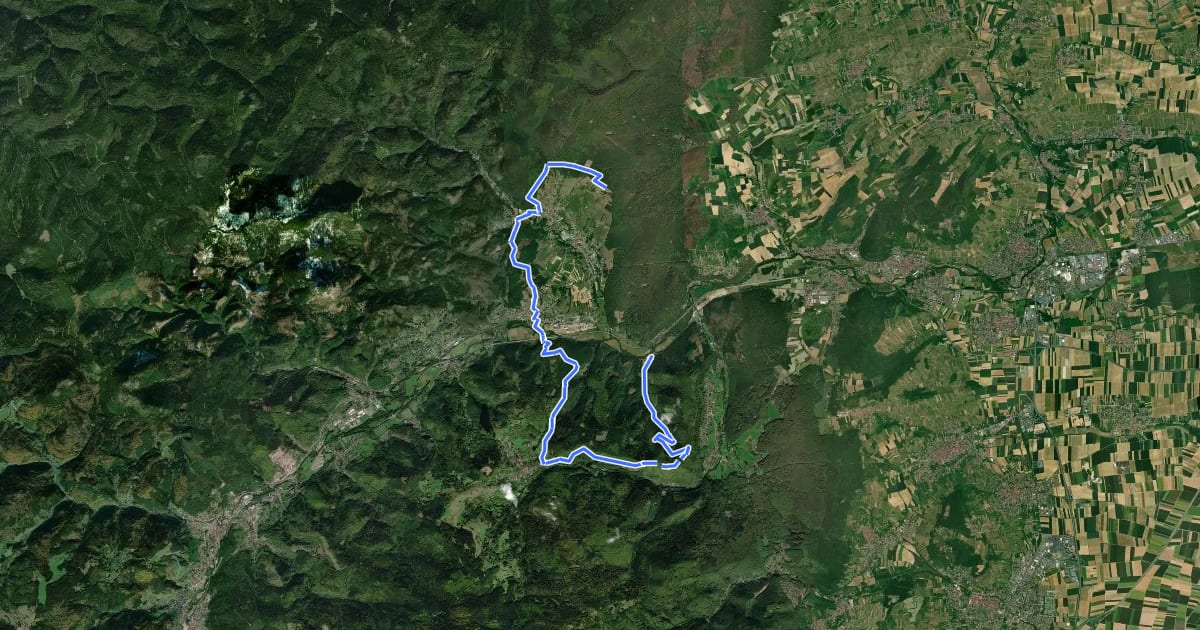 Маршрут Chemin des Châteaux forts d'Alsace équestre-section 6 на спутниковом снимке