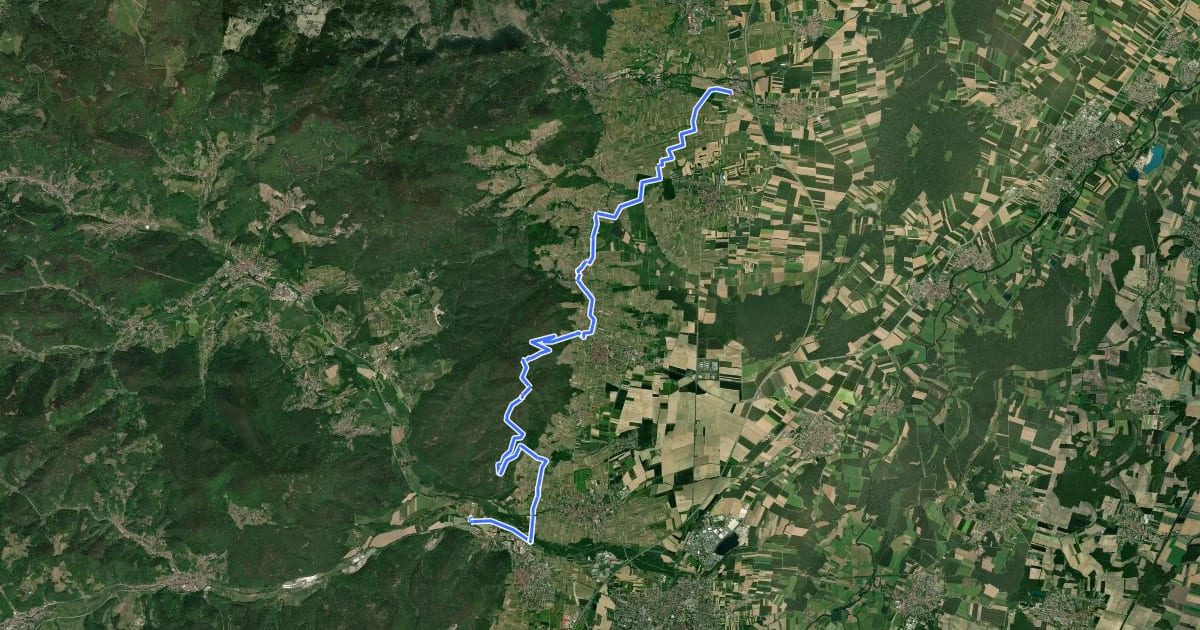 Маршрут Chemin des Châteaux forts d'Alsace équestre-section 9 на спутниковом снимке