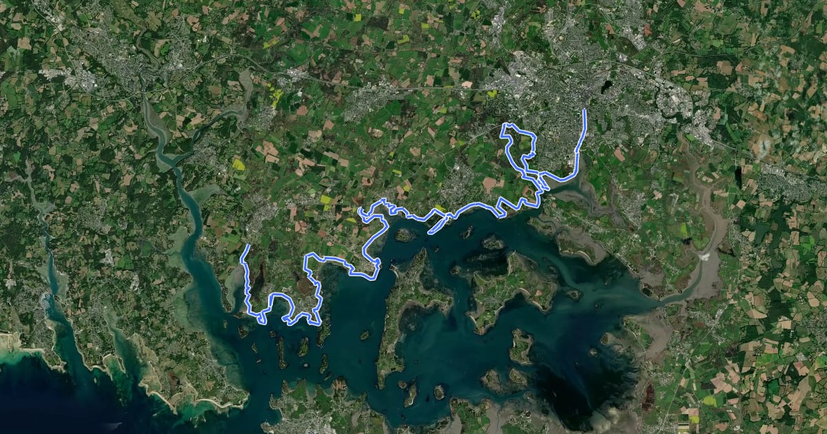 Маршрут Chemin des Douaniers, Baden - Vannes на спутниковом снимке