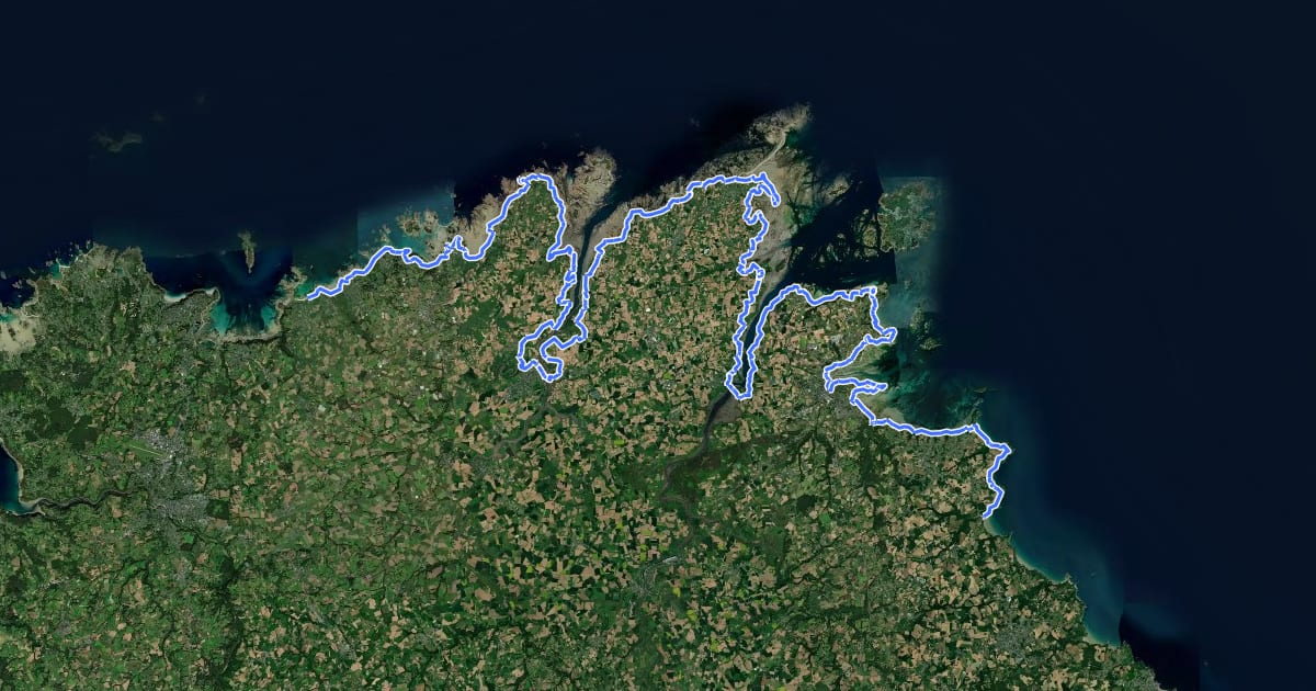 Маршрут Chemin des Douaniers, Brehec - Keriec, tracé principal на спутниковом снимке