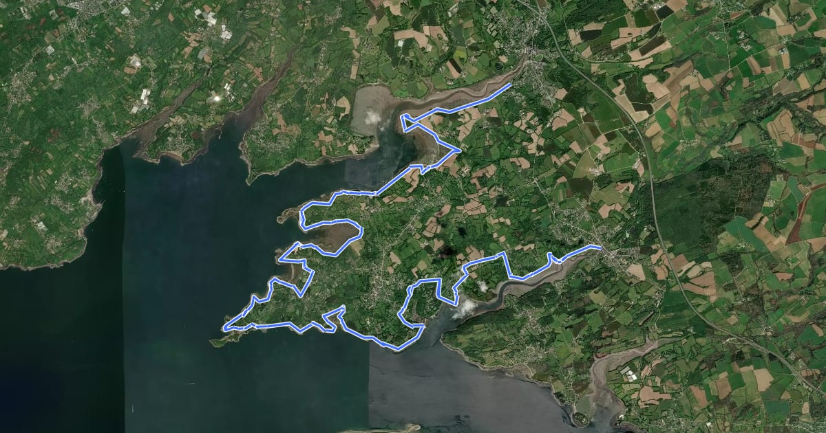 Маршрут Chemin des Douaniers, Brest - Le Faou, variante côtière на спутниковом снимке