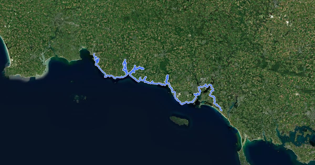 Маршрут Chemin des Douaniers, Concarneau - Le Magouëro на спутниковом снимке