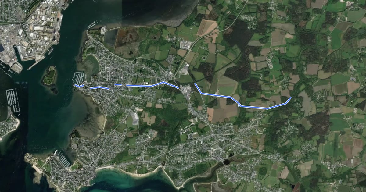 Маршрут Chemin des Douaniers, Concarneau - Le Magouëro variante par Batobus на спутниковом снимке