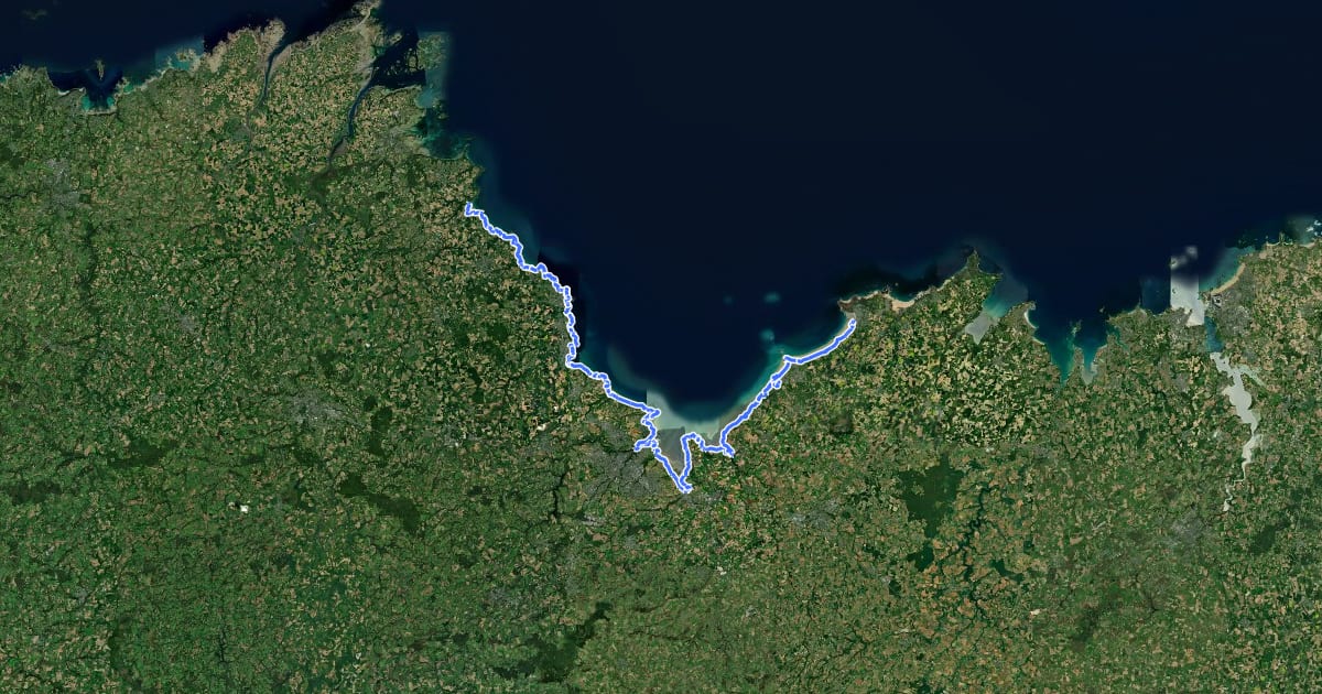 Маршрут Chemin des Douaniers, Erquy - Brehec на спутниковом снимке