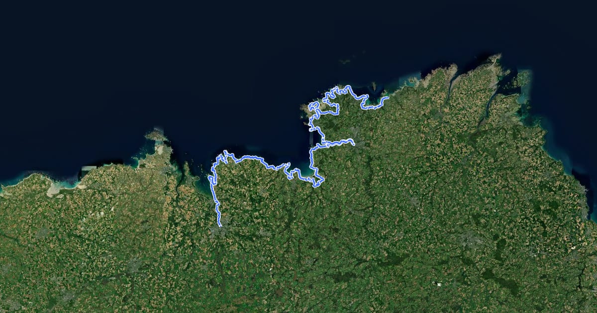 Маршрут Chemin des Douaniers, Keriec - Morlaix на спутниковом снимке