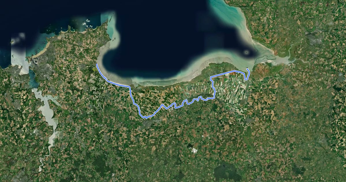 Маршрут Chemin des Douaniers, Mont Saint-Michel - Saint-Méloir-des-Ondes на спутниковом снимке
