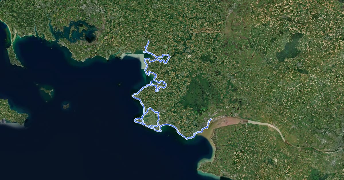Маршрут Chemin des Douaniers, Muzillac - Saint-Nazaire на спутниковом снимке