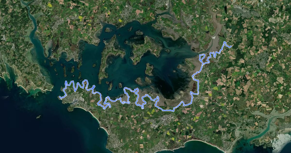 Маршрут Chemin des Douaniers, Noyalo - Port-Navalo на спутниковом снимке