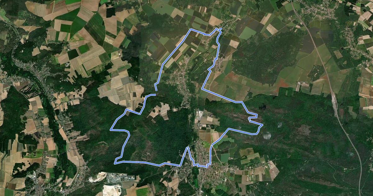 Маршрут Chemin des Grés et des Bruyères на спутниковом снимке