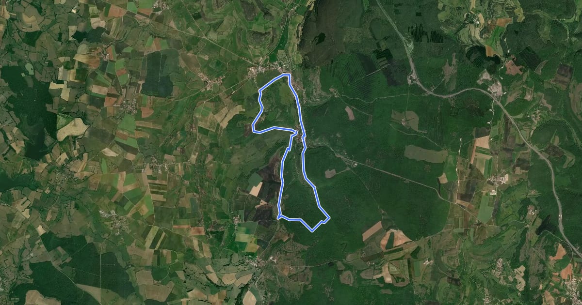 Маршрут Chemin des Sources de l'Ouche (B) на спутниковом снимке