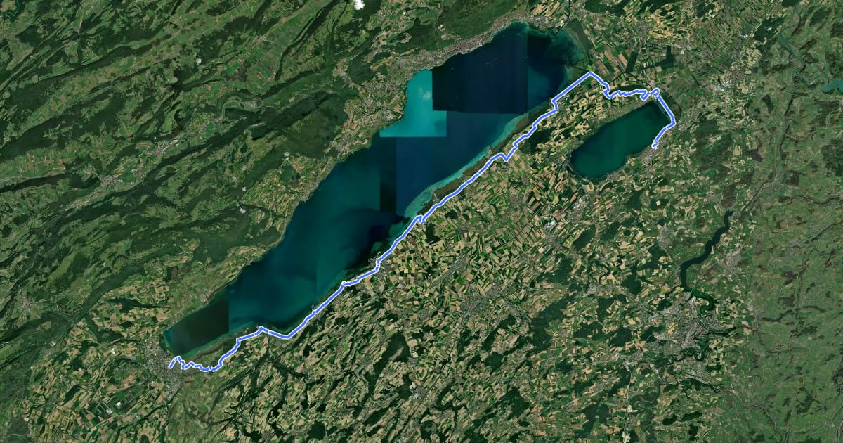 Маршрут Chemin des Trois-Lacs на спутниковом снимке