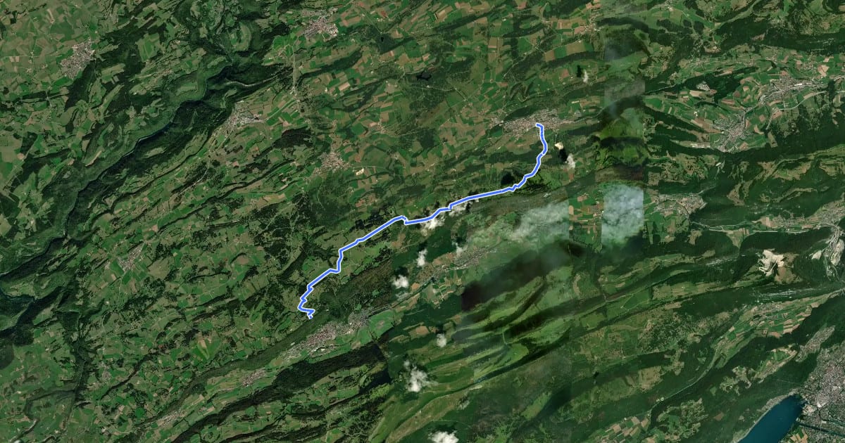 Маршрут Chemin du Jura Bernois - Etappe 3 на спутниковом снимке