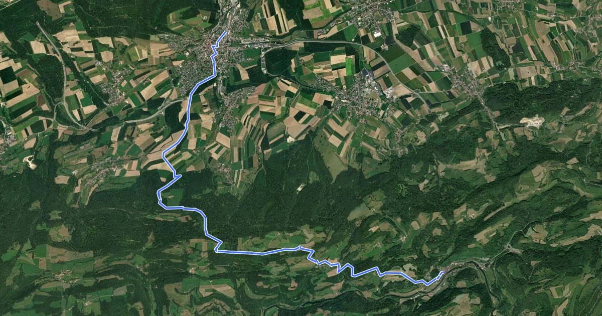 Маршрут Chemin du Jura - Etappe 3 на спутниковом снимке