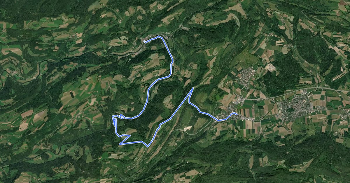 Маршрут Chemin du Jura - Etappe 4 на спутниковом снимке