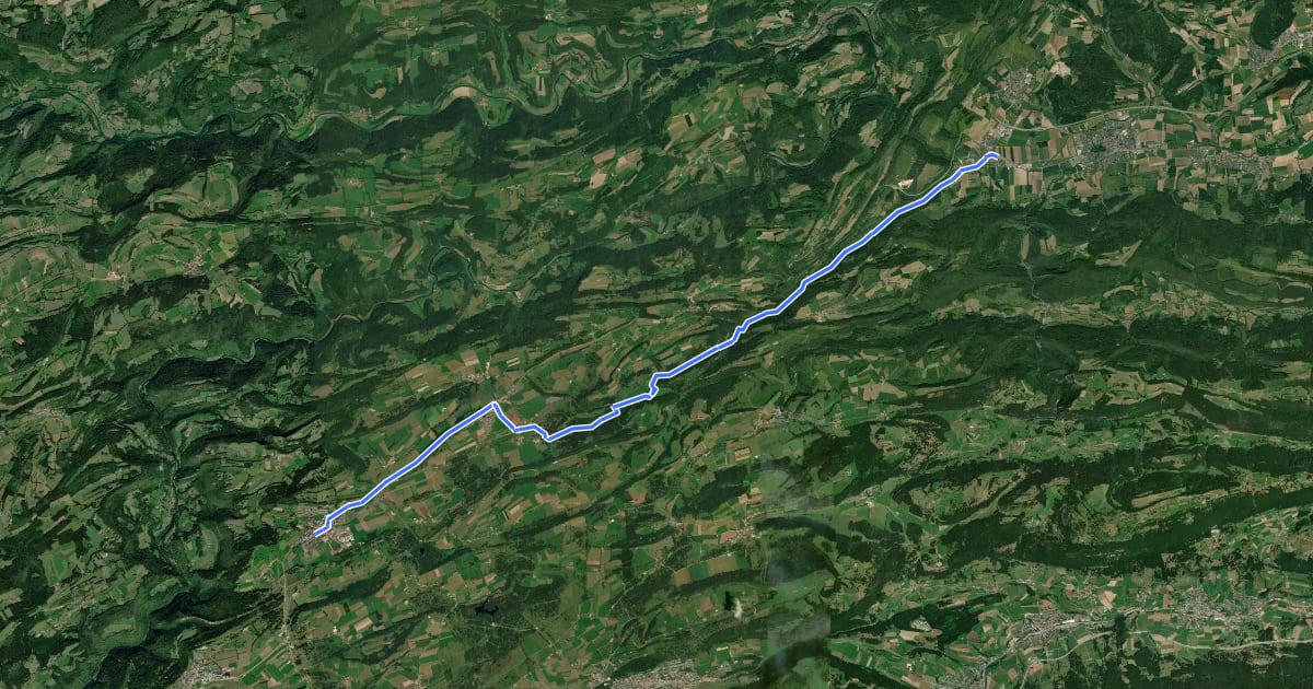 Маршрут Chemin du Jura - Etappe 5 на спутниковом снимке