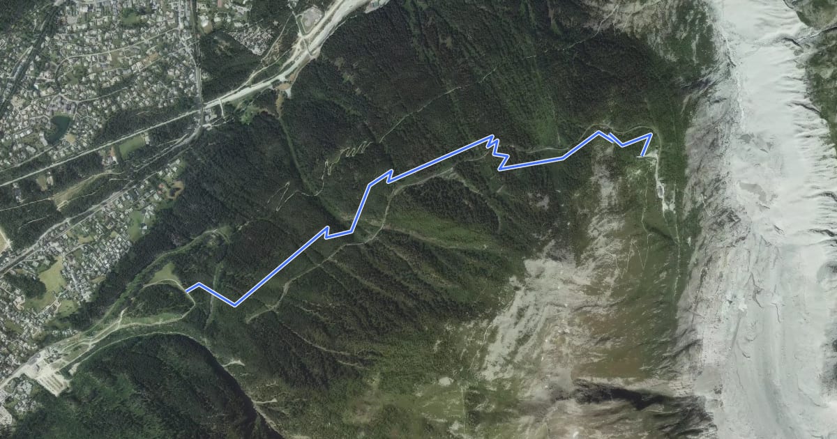 Маршрут Chemin du Montenvers на спутниковом снимке