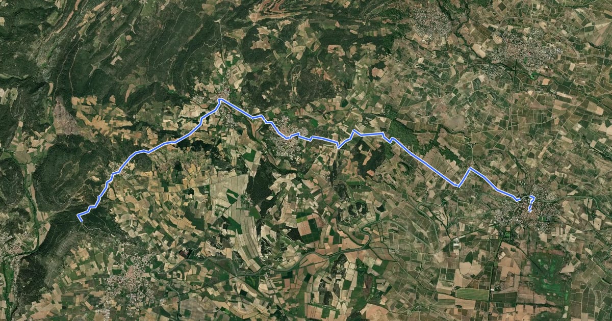 Маршрут Chemin du Piémont Pyrénéen на спутниковом снимке