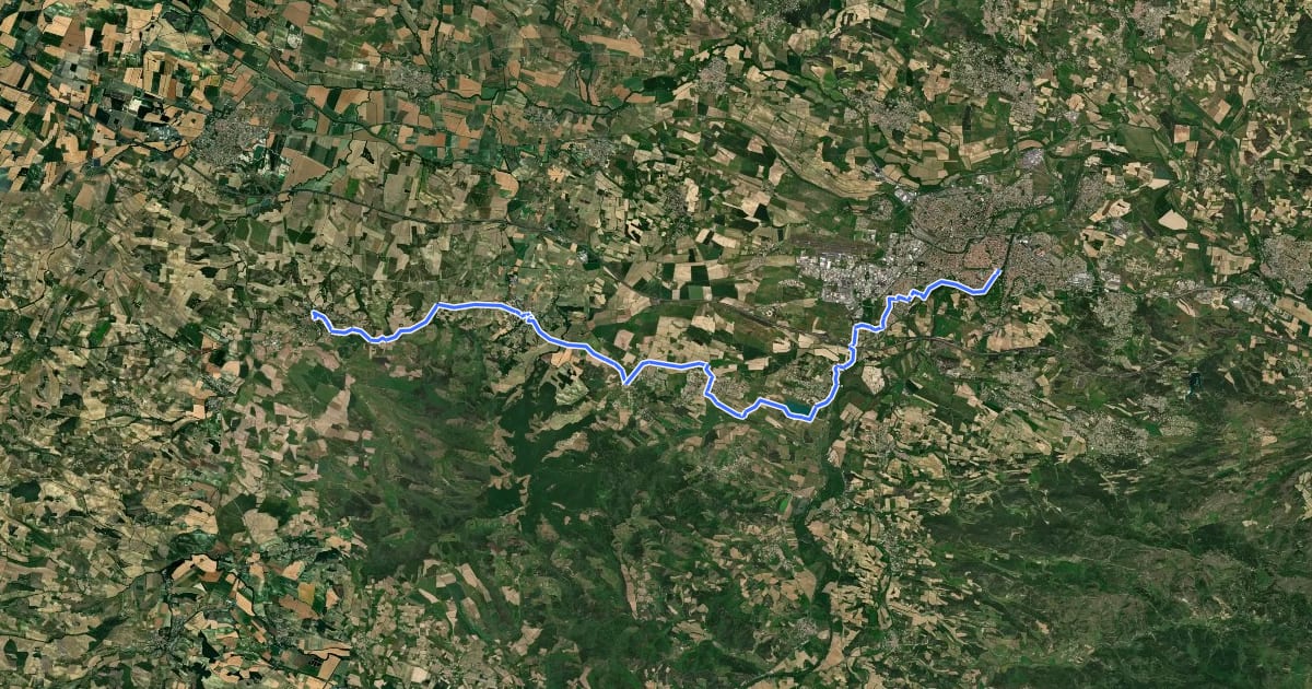 Маршрут Chemin du Piémont Pyrénéen на спутниковом снимке