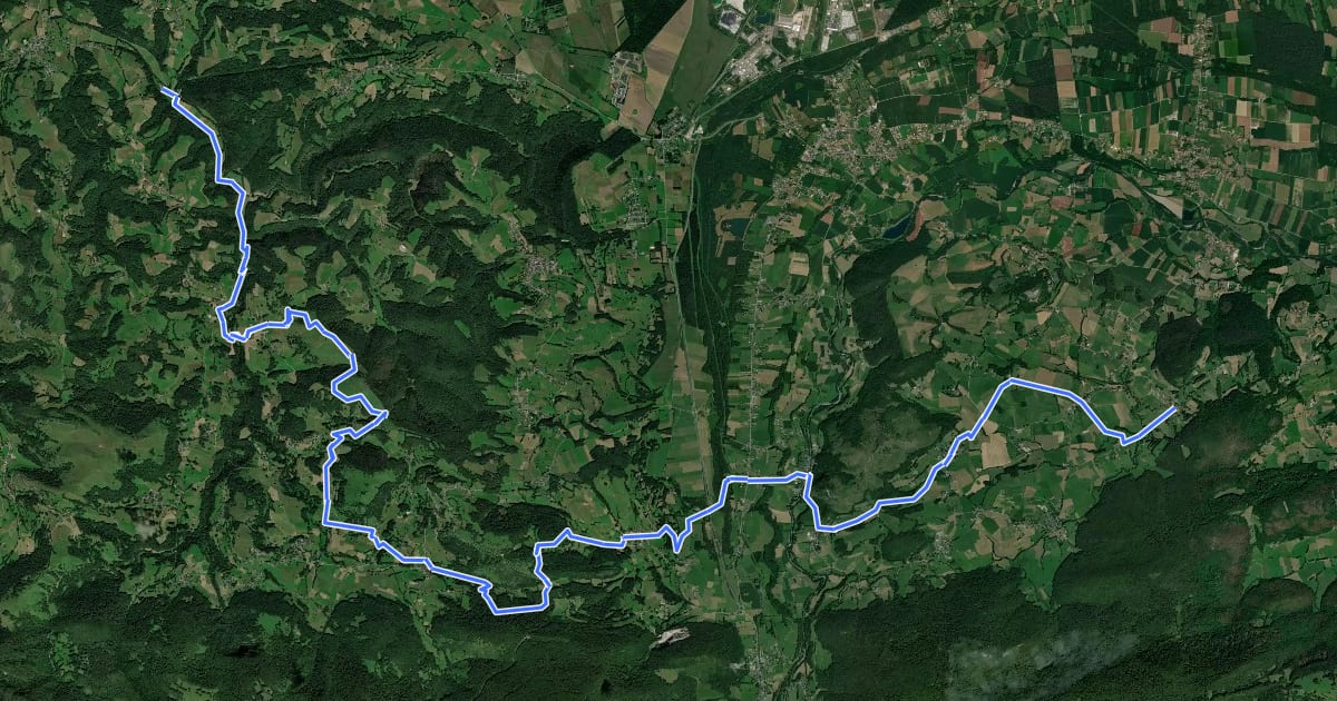 Маршрут Chemin du Piémont Pyrénéen на спутниковом снимке