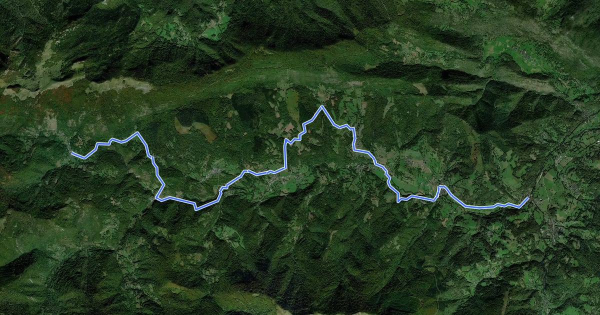 Маршрут Chemin du Piémont Pyrénéen на спутниковом снимке