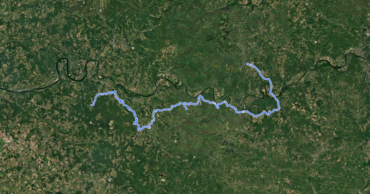 Маршрут Chemin Harrison Barker (Vallée Dordogne) на спутниковом снимке
