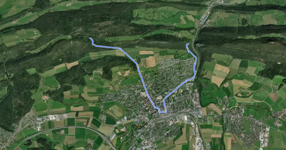Маршрут Chemin Jurassien vers Compostelle, Le Vorbourg - Gentie-Pran на спутниковом снимке