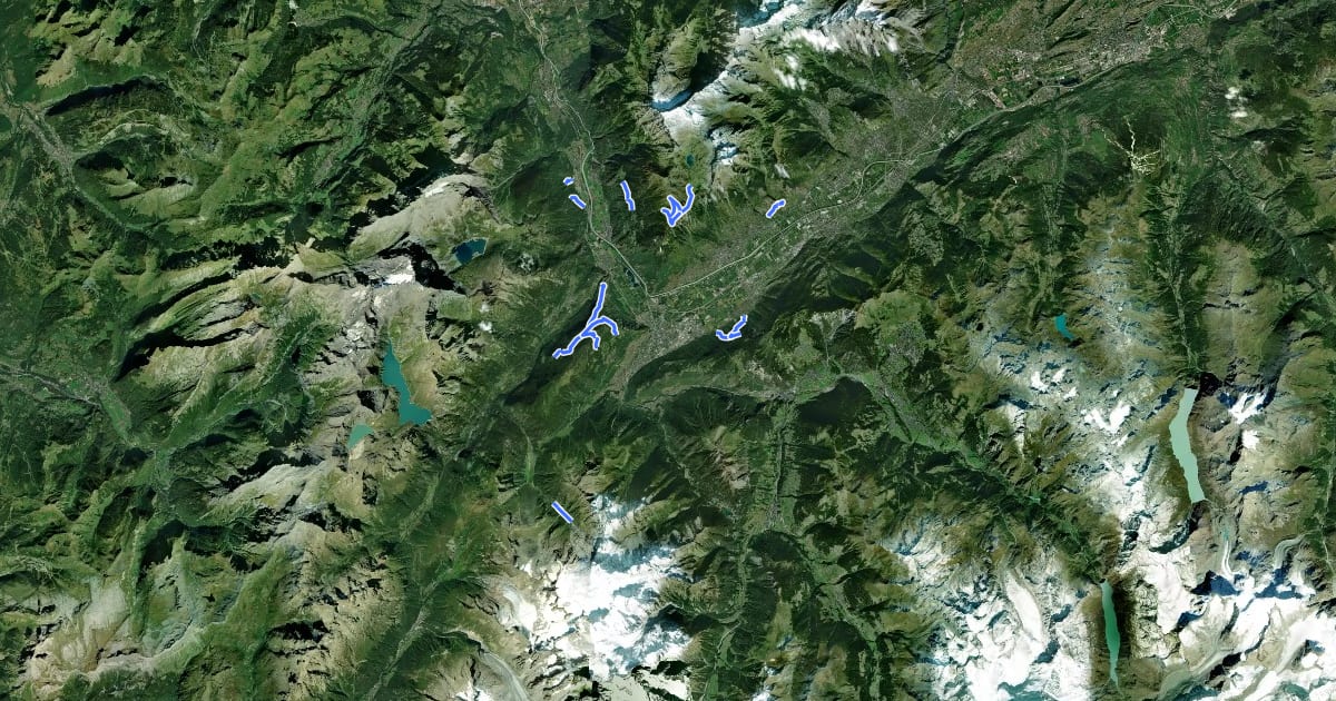 Маршрут Chemin pédestre de montagne, région Martigny на спутниковом снимке