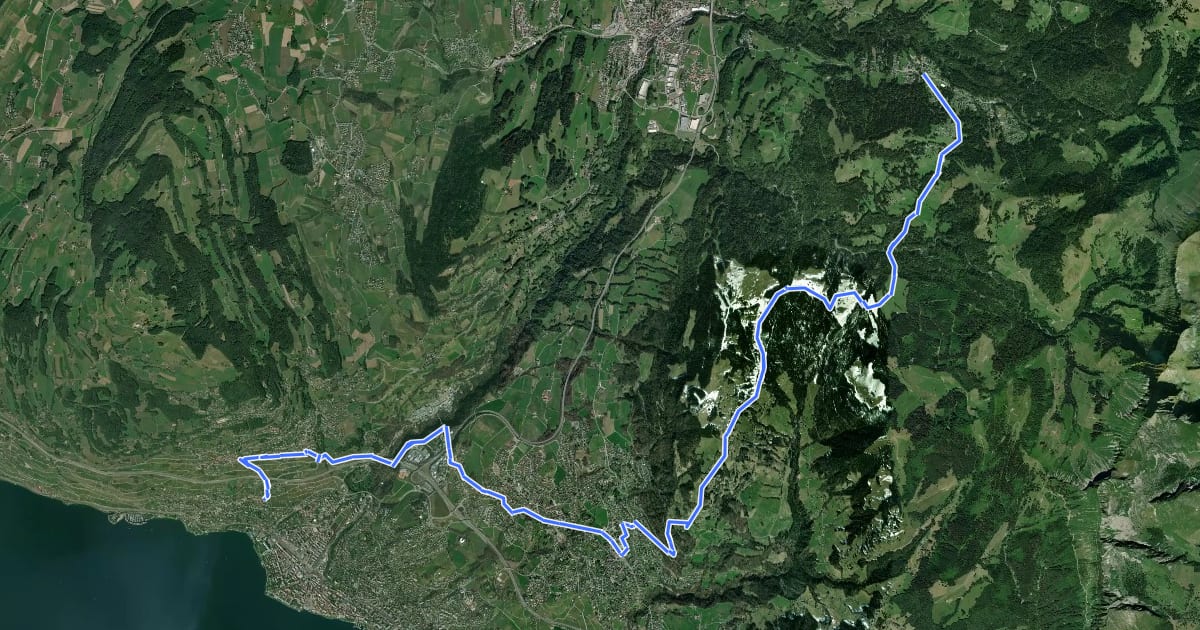 Маршрут Chemin panorama alpin на спутниковом снимке