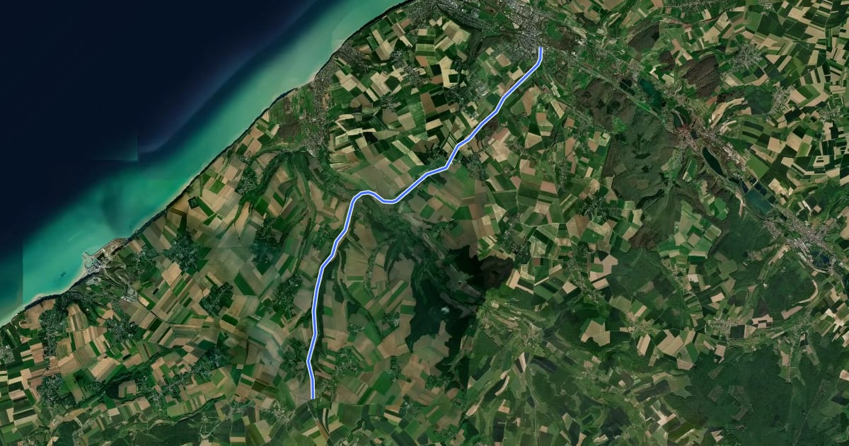 Маршрут Chemin Vert du Petit Caux на спутниковом снимке