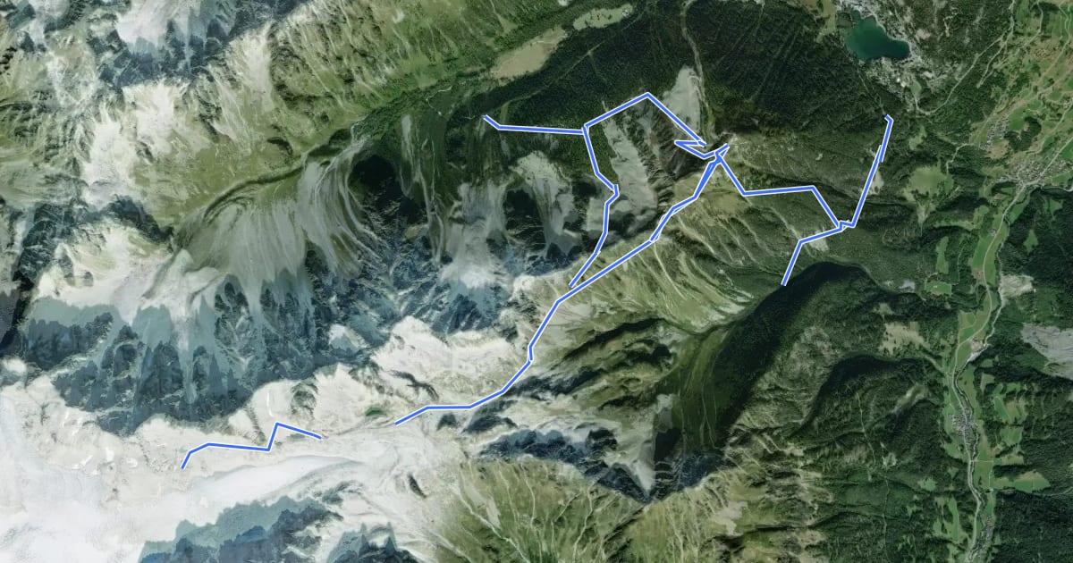 Маршрут Chemins pédestre de montagne, commune d'Orsières на спутниковом снимке