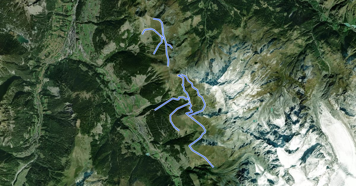 Маршрут Chemins pédestre de montagne, région Orsières на спутниковом снимке