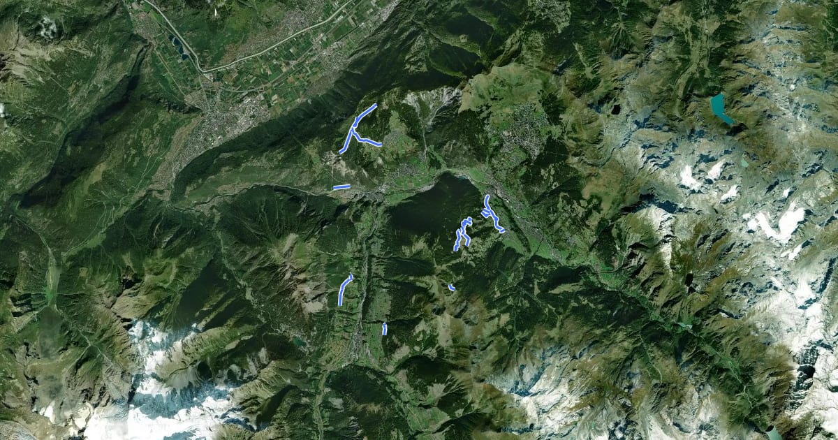 Маршрут Chemins pédestre, région Entremont на спутниковом снимке