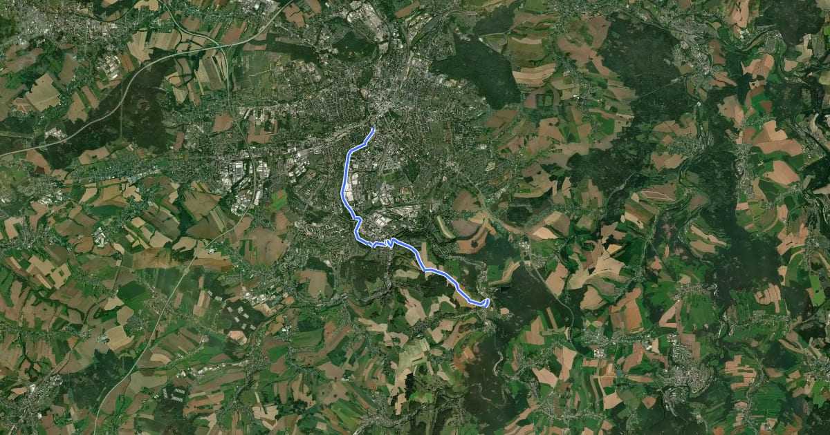 Маршрут Chemnitz - Radroute Bayreuth/Zittau на спутниковом снимке