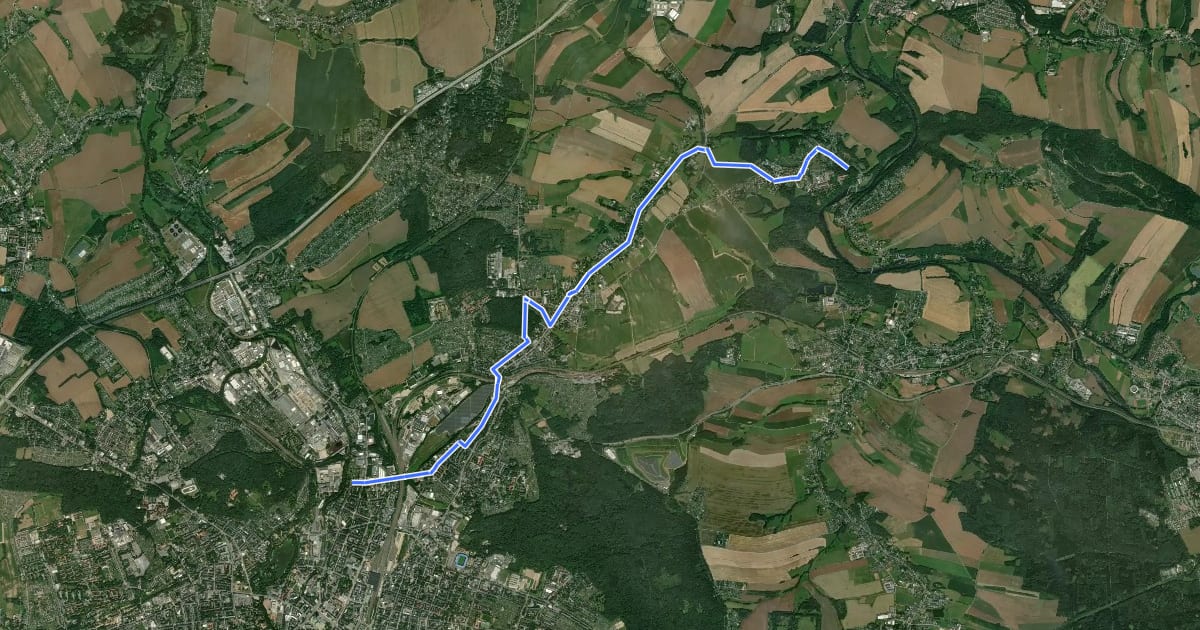 Маршрут Chemnitz–Zschopautal-Radweg на спутниковом снимке