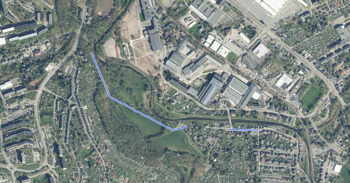 Маршрут Chemnitztalradweg на спутниковом снимке