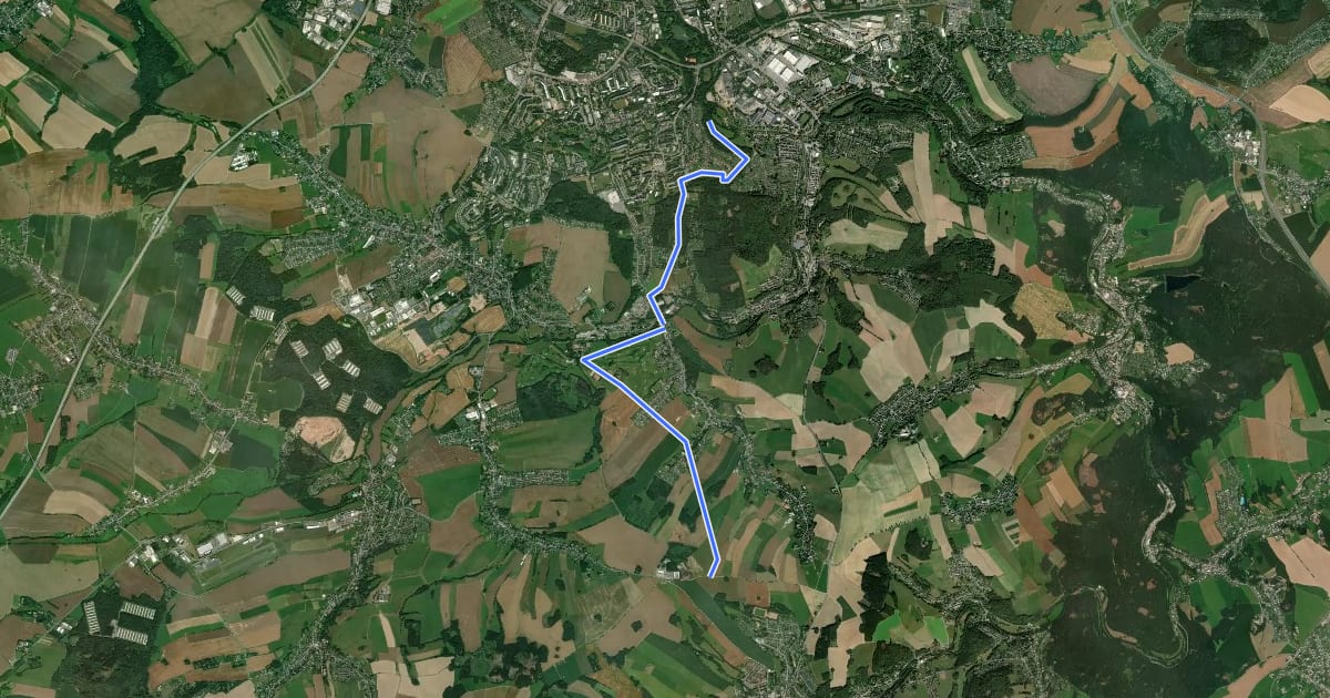 Маршрут Chemnitztalwanderweg на спутниковом снимке