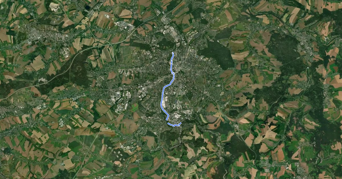 Маршрут Chemnitztalweg Altchemnitz – Schloßchemnitz на спутниковом снимке
