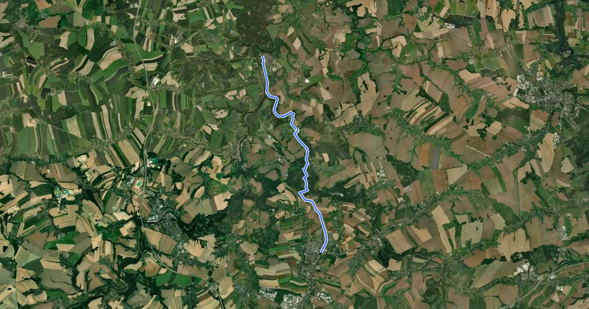 Маршрут Chemnitztalweg Burgstädt – Wechselburg на спутниковом снимке