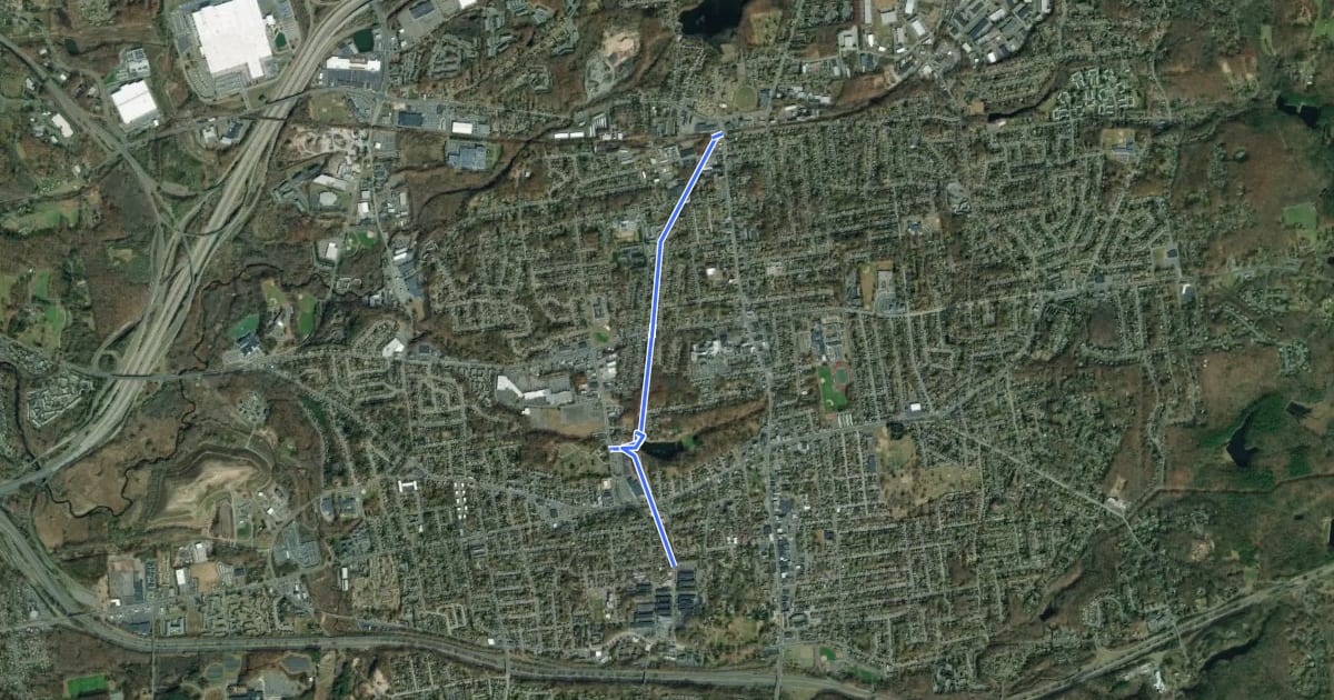 Маршрут Cheney Rail Trail на спутниковом снимке