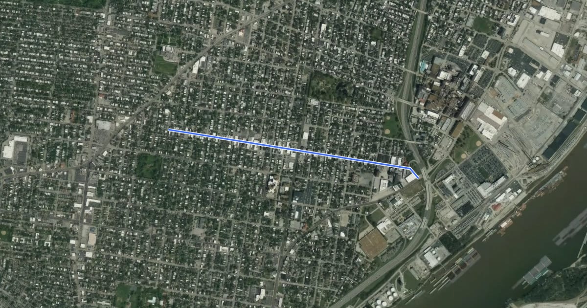 Маршрут Cherokee Street на спутниковом снимке