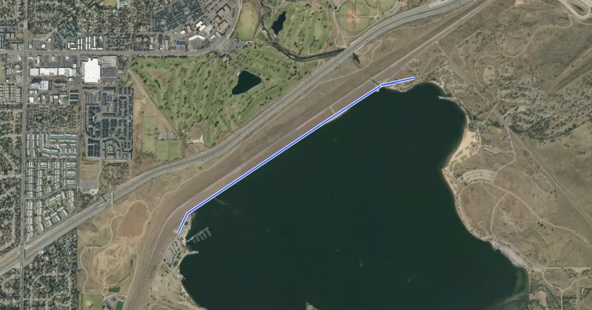 Маршрут Cherry Creek Dam Trail на спутниковом снимке
