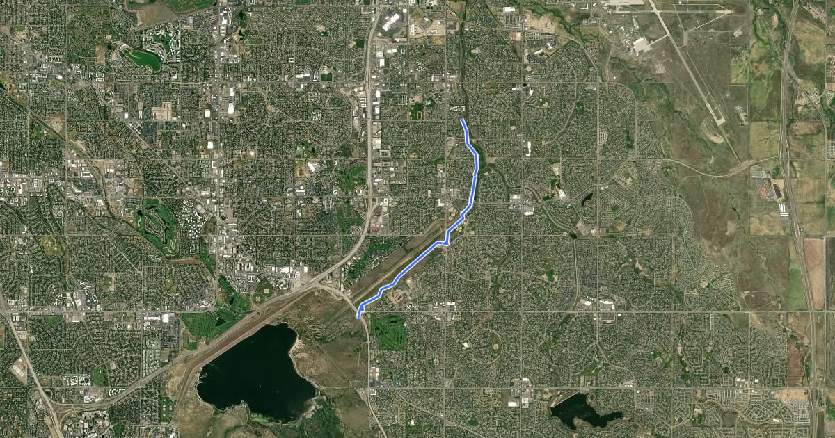 Маршрут Cherry Creek Spillway Trail на спутниковом снимке