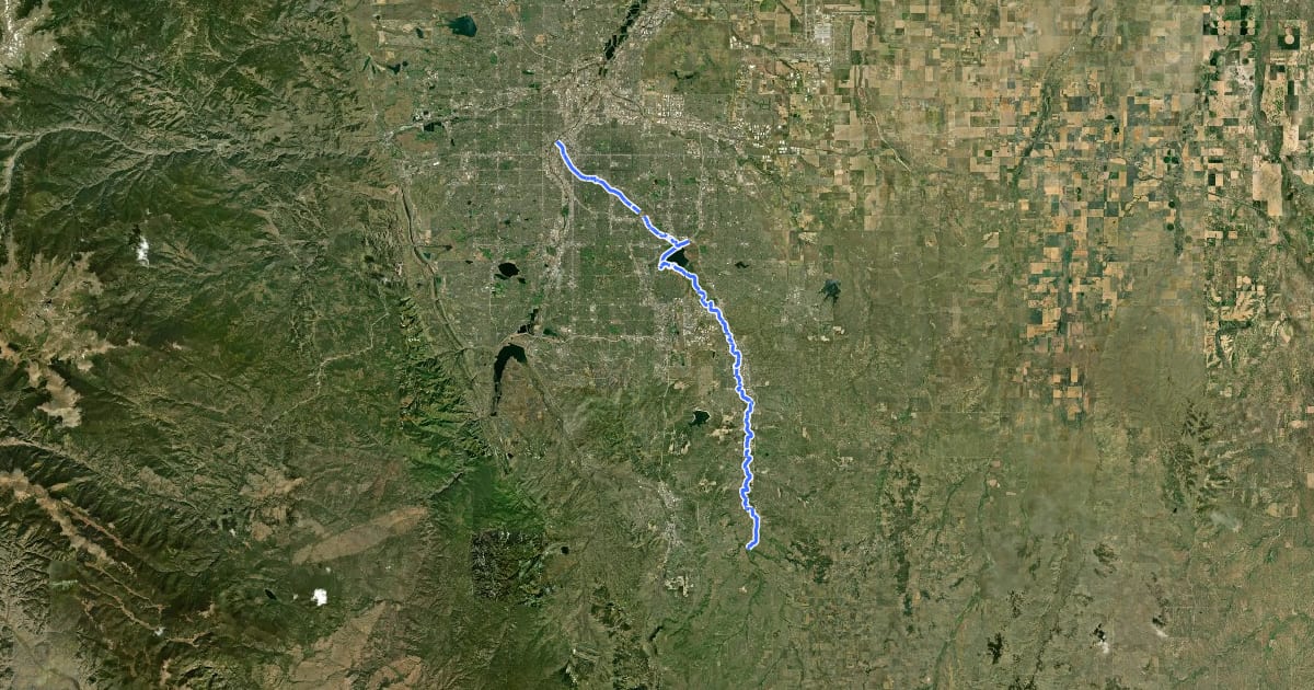 Маршрут Cherry Creek Trail на спутниковом снимке