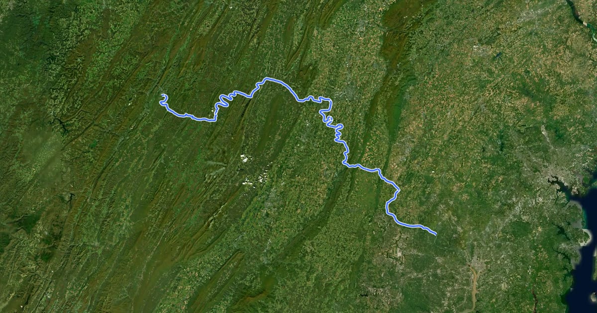 Маршрут Chesapeake and Ohio Canal Trail на спутниковом снимке