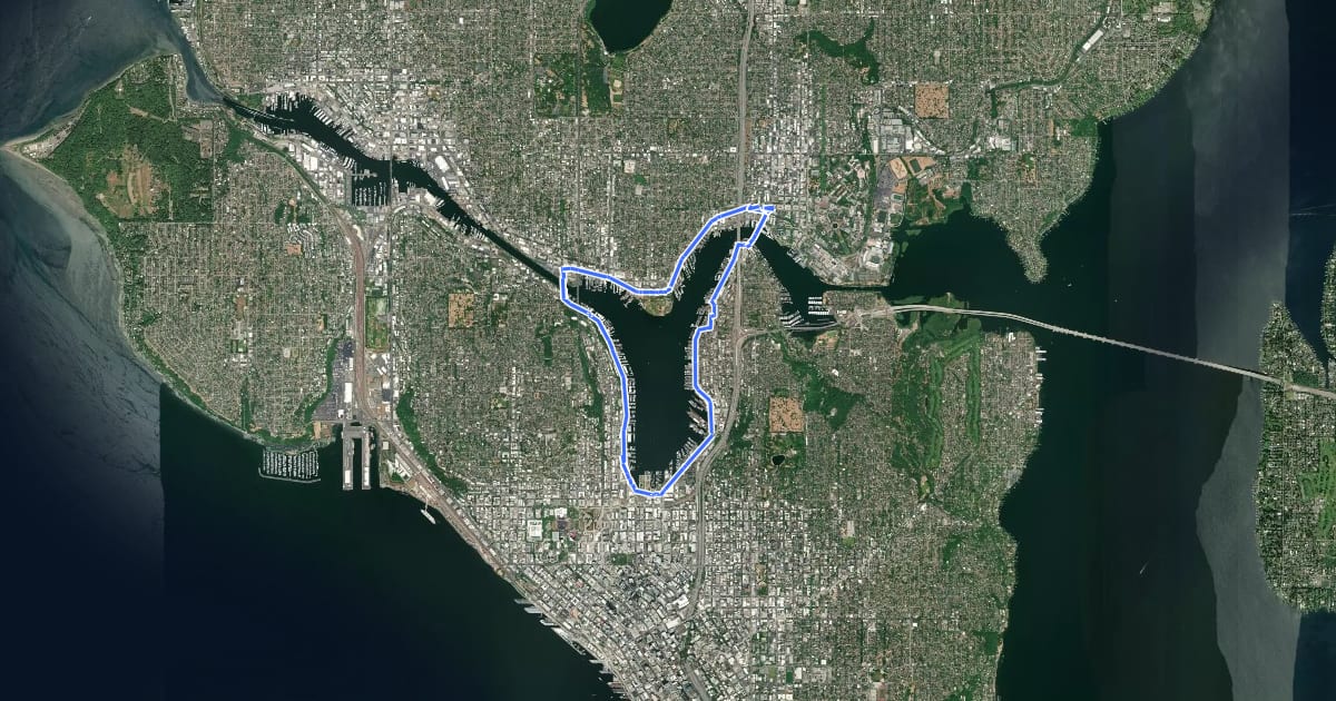 Маршрут Cheshiahud Lake Union Loop на спутниковом снимке