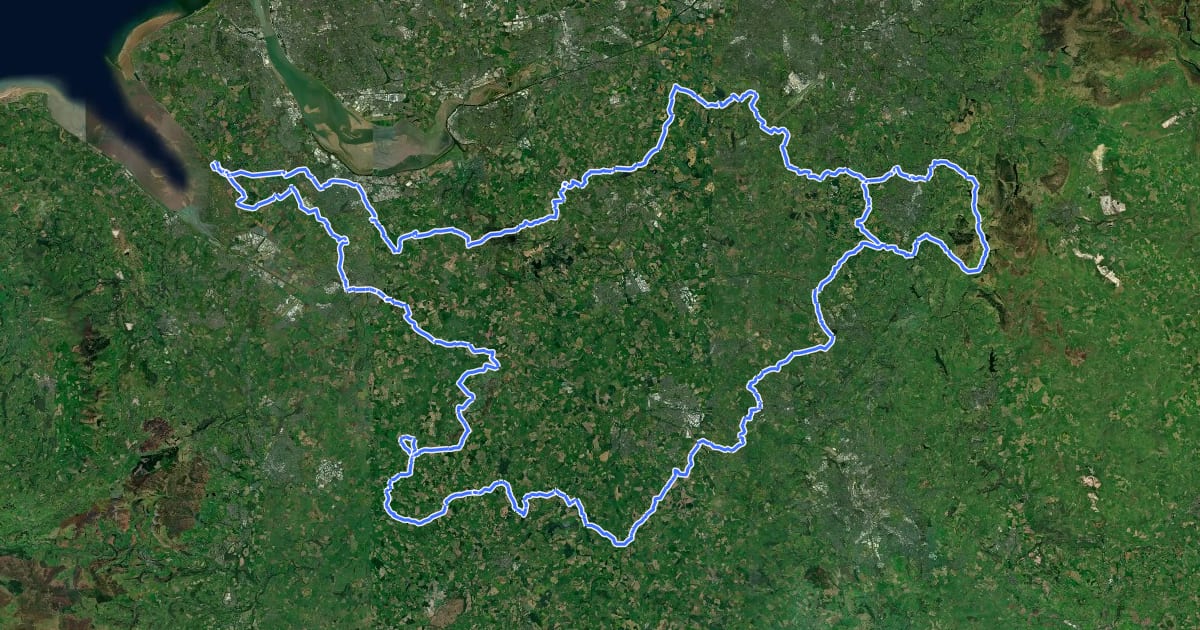 Маршрут Cheshire Cycleway на спутниковом снимке