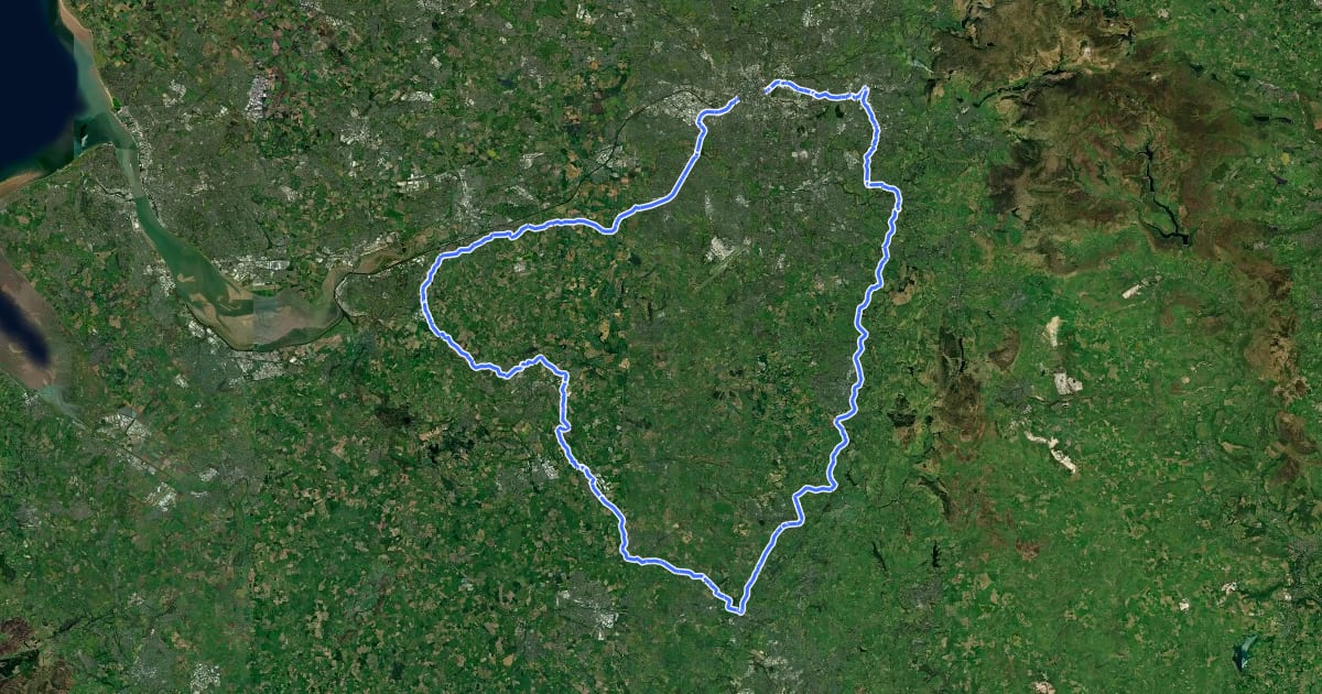 Маршрут Cheshire Ring Canal Walk на спутниковом снимке