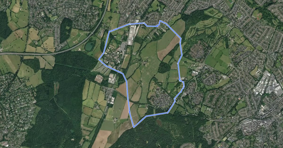 Маршрут Chessington Countryside Walk на спутниковом снимке
